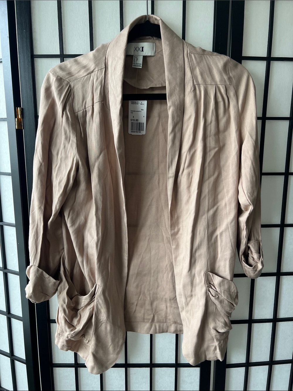 Forever 21 Taupe Open-Front Draped Blazer
